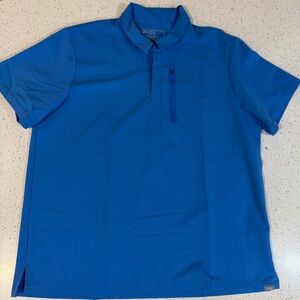 FIGS Men’s XL Blue Polo Scrub Top | Zip Pocket | Technical Collection